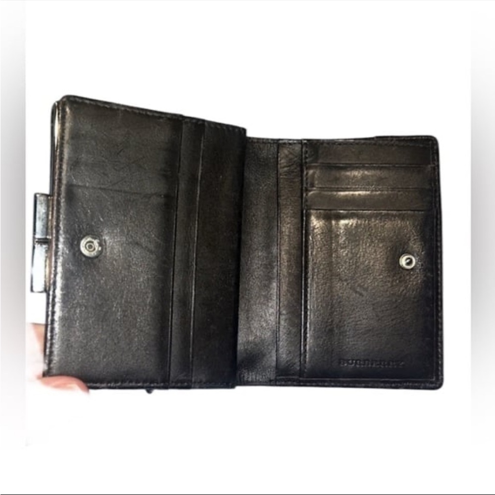 Burberry Nova Check Plaid Brown Leather Trim Vintage Unisex Bifold Wallet - Picture 4 of 10